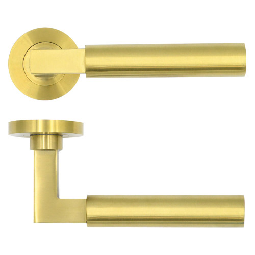 Garda Lever on Round Rose - PVD Satin Brass