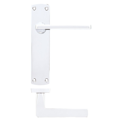 Leon Lever on Latch Backplate Polished Chrome