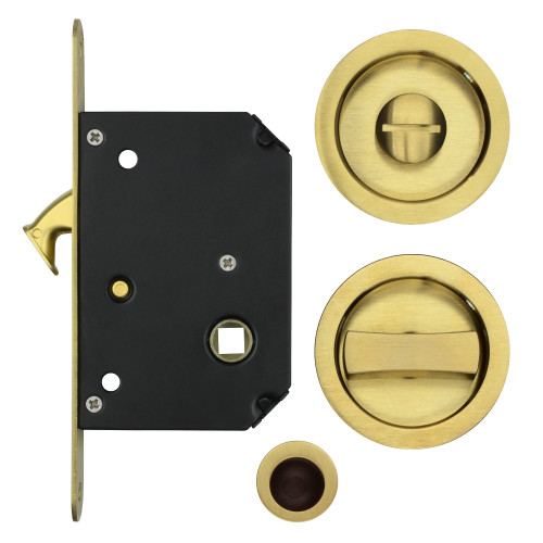 Sliding Door Lock Set - Suitable for 35-45mm Thick Doors - PVD Satin Brass