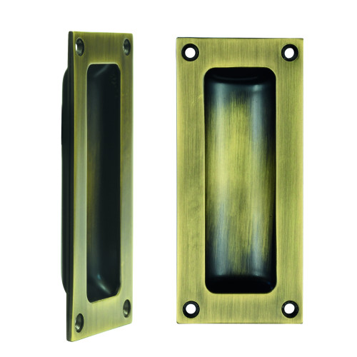 Flush Pull - 102 x 45mm 13mm Depth - Antique Brass