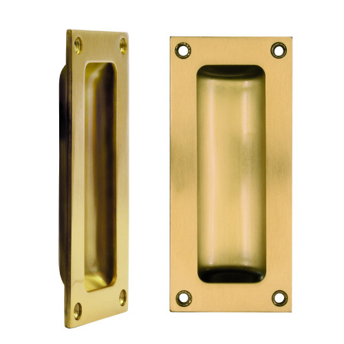 Flush Pull - 102 x 45mm 13mm Depth - PVD Satin Brass
