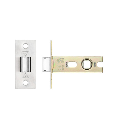Project Tubular Latch 64mm - UKCA/CE, Square Forend, Satin Stainless Steel