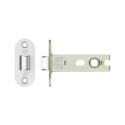 Project Tubular Latch 76mm - UKCA/CE, Radius Forend, Satin Stainless Steel