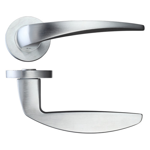 Cygnus Lever on Round Rose - Satin Chrome