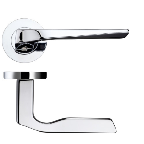 Lyra Lever on Round Rose - Polished Chrome