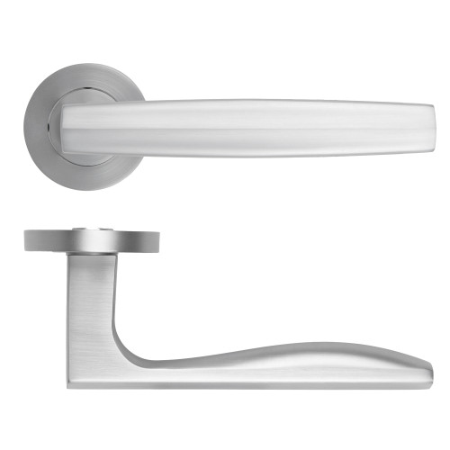 Apennine Lever On Round Rose, Satin Chrome Finish