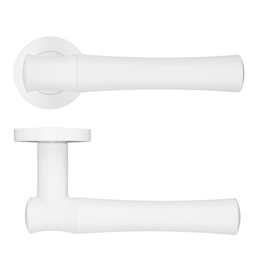 Aldo Lever On Round Rose, Powder Coated White Finish