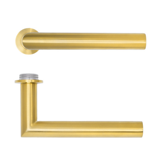 Zoo Hardware Lugano Lever on Round Mini Rose - PVD Satin Brass