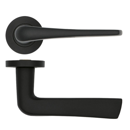 Como Lever on Round Rose - Powder Coat Black