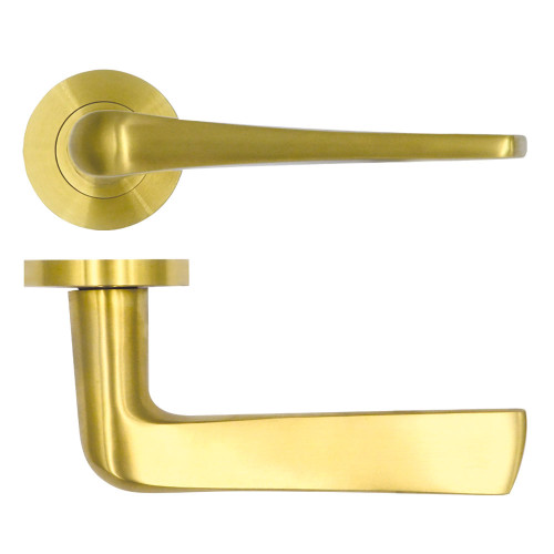 Como Lever on Round Rose - PVD Satin Brass