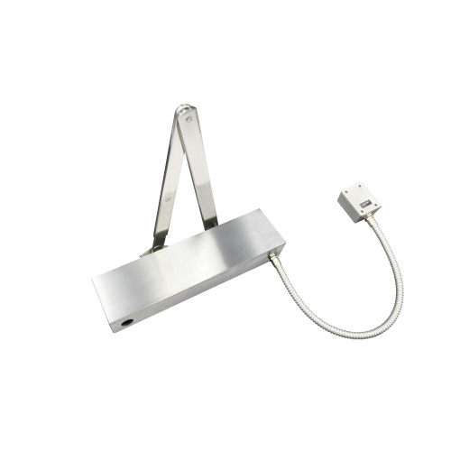 Electro Magnetic Overhead Door Closer, Hold Open/Swing Free, Fixed Size 4 c/w Matching Arm/Square Cover, SSS Finish