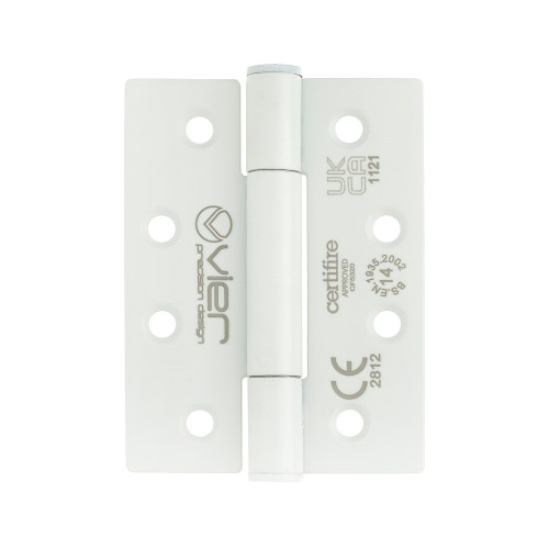 Grade 14 Concealed Bearing Hinge Square - 102 x 76 x 3mm - Powder Coated White
