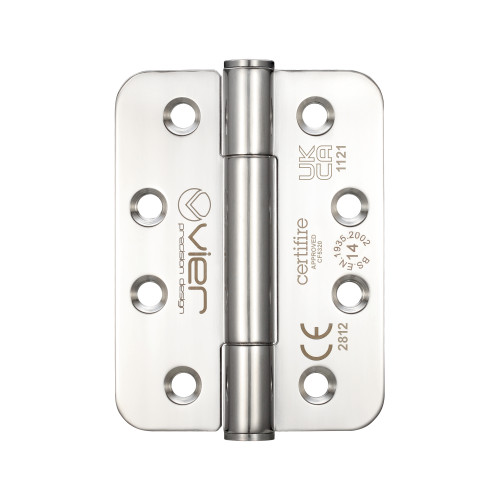 Grade 14 Concealed Bearing Hinge Stainless Steel Radius - Grade 201 - 102 x 76 x 3mm (PAIR)