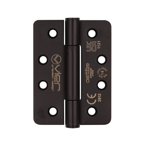 Grade 14 Concealed Bearing Hinge Radius - 102 x 76 x 3mm - Powder Coated Black