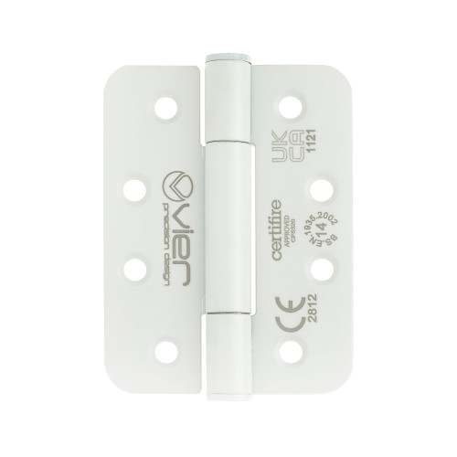 Grade 14 Concealed Bearing Hinge Radius - 102 x 76 x 3mm - Powder Coated White
