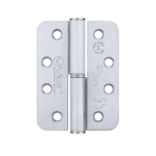 Grade 11 Lift Off Hinge Steel - Radius - Satin Chrome - 102 x 76 x 3mm - Left Hand