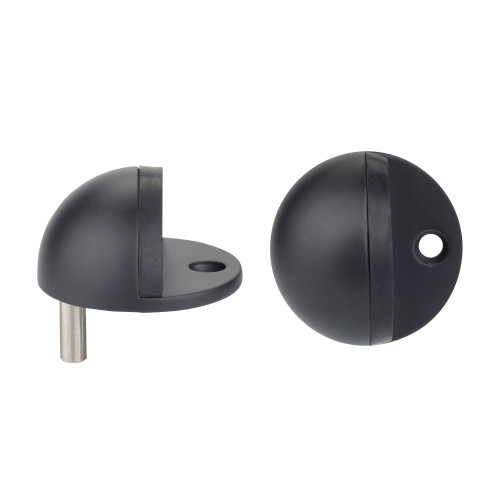 Door Stop Floor Mounted - Oval - Powder Coated Matt Black