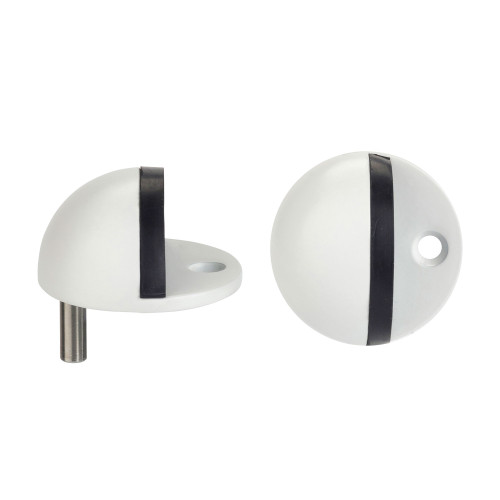 Door Stop Floor Mounted - Oval - Powder Coated Matt White
