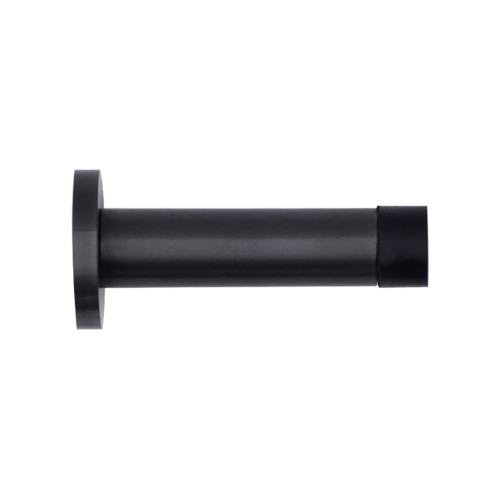 Door Stop - Cylinder - 70mm Projection With Rose - Powder Coated Black