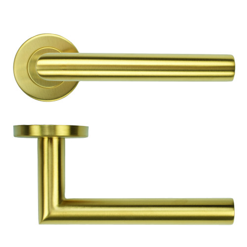 19mm Mitred Lever on Round Rose 52mm x 8mm Push-on Rose - BS EN 1906 Grade 3 - Grade 201
