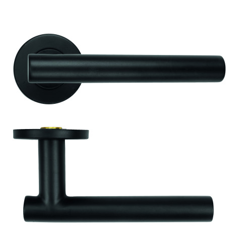 19mm Straight T-Bar Lever on Round Rose 53mm x 6mm Push-on Rose - BS EN 1906 Grade 3 - Grade 201