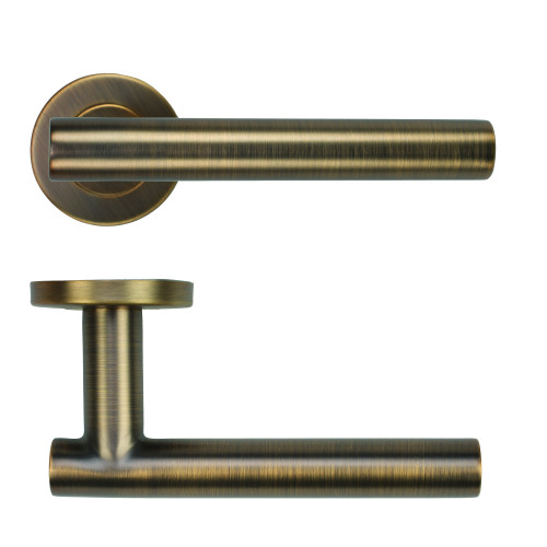 19mm Straight T-Bar Lever on Round Rose 52mm x 8mm Push-on Rose - BS EN 1906 Grade 3 - Grade 201