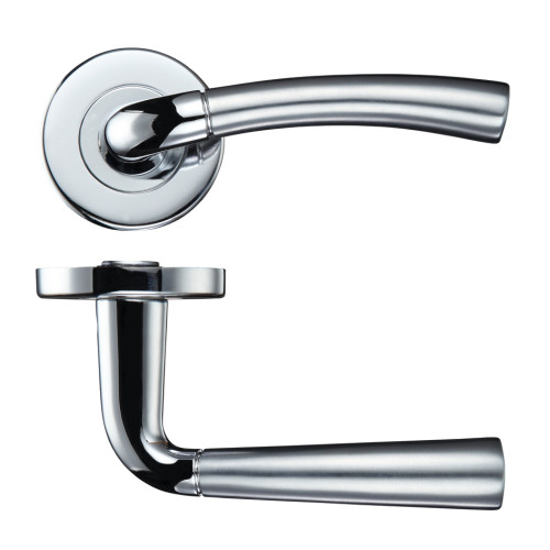 Zoo Hardware Stanza Girona Lever push-on Rose - Satin Chrome / Polished Chrome