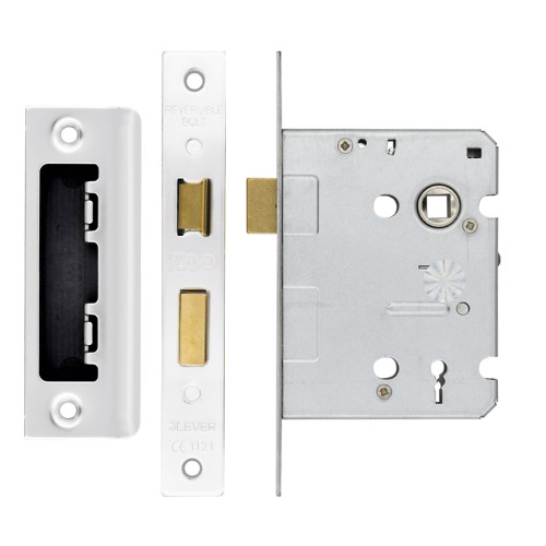 3 Lever Mortice Sashlock, 76mm - 57mm Centres, Square, Polished Stainless Steel Finish