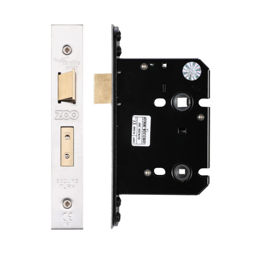 Bathroom Lock - 76mm C/W Stainless Steel Forend and Strike