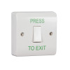 Standard Retractable Switch Button c/w White Back Box - "Press to Exit"