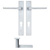 Draco Lever Euro Lock (92mm c/c) On Narrow Backplate - 220x32mm - Satin Chrome