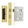 Mortice Bathroom Lock, 64mm - 57mm Centres, Square, PVD Polished Brass Finish