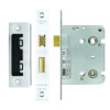 Mortice Bathroom Lock, 76mm - 57mm Centres, Square, Polished Stainless Steel Finish
