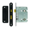Mortice Bathroom Lock, 76mm - 57mm Centres, Radius, Powder Coated Black Finish
