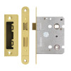 Mortice Bathroom Lock, 76mm - 57mm Centres, Radius, PVD Polished Brass Finish