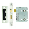 Mortice Bathroom Lock, 76mm - 57mm Centres, Radius, Satin Stainless Steel Finish