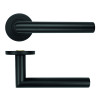 19mm Mitred Lever on Round Rose - Powder Coated Black - 53mm x 6mm Push-on Rose - BS EN 1906 Grade 3 - Grade 201 SS