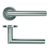 19mm Mitred Lever on Round Rose - Satin Stainless Steel - 53mm x 6mm Push-on Rose - BS EN 1906 Grade 3 - Grade 201 SS