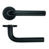 19mm Radius Lever on Round Rose - Powder Coated Black - 53mm x 6mm Push-on Rose - BS EN 1906 Grade 3 - Grade 201 SS