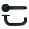 19mm Tubular Return to Door Lever on Round Rose - Powder Coated Black - 52mm x 8mm Push-on Rose - BS EN 1906 Grade 3 - Grade 201 SS