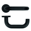 22mm Tubular Return to Door Lever on Round Rose - Powder Coated Black - 52mm x 8mm Push-on Rose - BS EN 1906 Grade 3 - Grade 201 SS