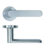 Atlas Lever on Round Rose - Satin Stainless Steel - 52mm x 8mm Push-on Rose - BS EN 1906 Grade 3 - Grade 201 SS