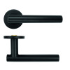 19mm Straight T-Bar Lever on Round Rose - Powder Coated Black - 53mm x 6mm Push-on Rose - BS EN 1906 Grade 3 - Grade 201 SS
