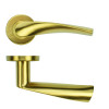 Twist Lever on Round Rose - PVD Satin Brass - 52mm x 8mm Push-on Rose - BS EN 1906 Grade 3 - Grade 201 SS