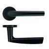 Designer Lever on Round Rose - Powder Coated Black - 52mm x 8mm Push-on Rose - BS EN 1906 Grade 3 - Grade 201 SS