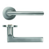 Modern Lever on Round Rose - Satin Stainless Steel - 53mm x 6mm Push-on Rose - BS EN 1906 Grade 3 - Grade 201 SS