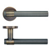 Knurled Lever on Round Rose - Antique Brass - 52mm x 8mm Push-on Rose - BS EN 1906 Grade 3 - Grade 201 SS