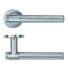 Knurled Lever on Round Rose - Satin Stainless Steel - 52mm x 8mm Push-on Rose - BS EN 1906 Grade 3 - Grade 201 SS