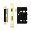 3 Lever Mortice Sashlock, 64mm - 57mm Centres, Square, PVD Polished Brass Finish